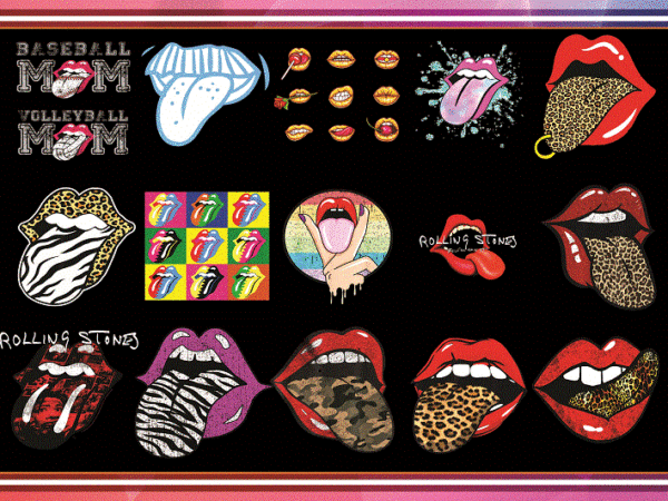Https://svgpackages.com 50 tongue png bundle, leopard tongue sublimation, leopard tongue, kiss lips, leopard lips, rolling stones lips with tongue out leopard print 1014955631 graphic t shirt