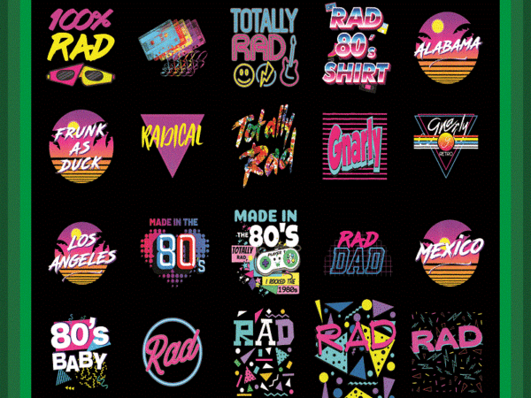 Https://svgpackages.com combo 89 rad 1980s png, totally rad 1990s, miss the 80s png, retro neon png, 80s rainbow png, 90s retro png, totally rad png, i love 80s png 1017919501 graphic t shirt