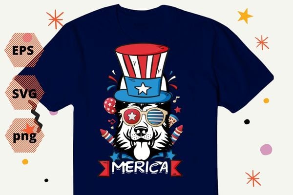 German shepherd merica 4th Of July American Flag Patriotic gifts tee shirt design svg