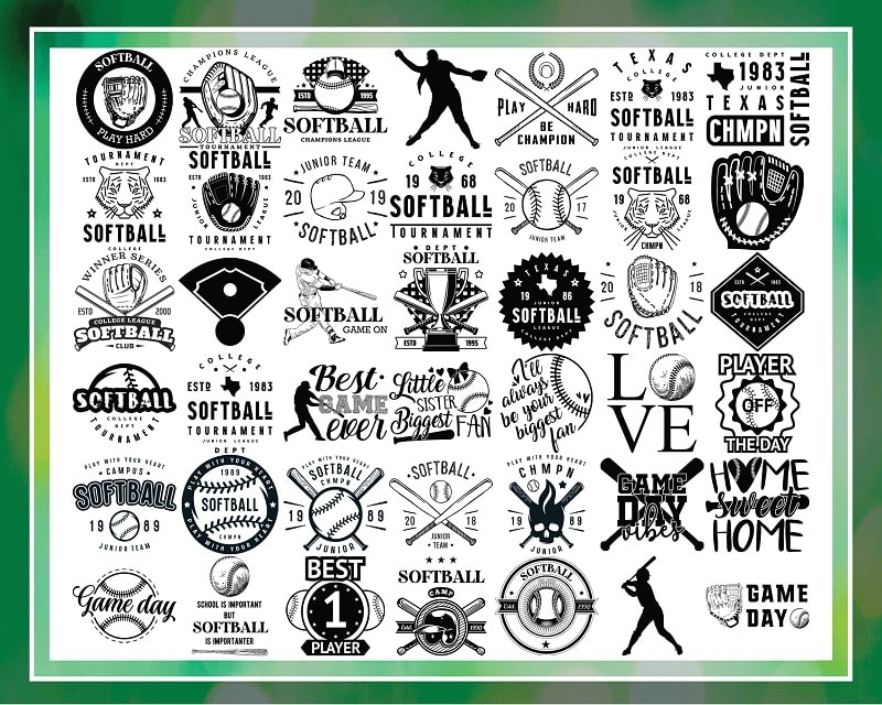 100 Designs Softball SVG Bundle, Softball svg, Softball svg design, Softbal svg vector, softball svg lover, Digital Download 1010203700