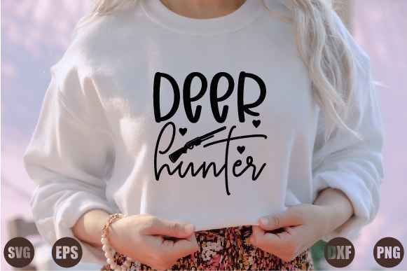 Deer hunter t shirt vector illustration