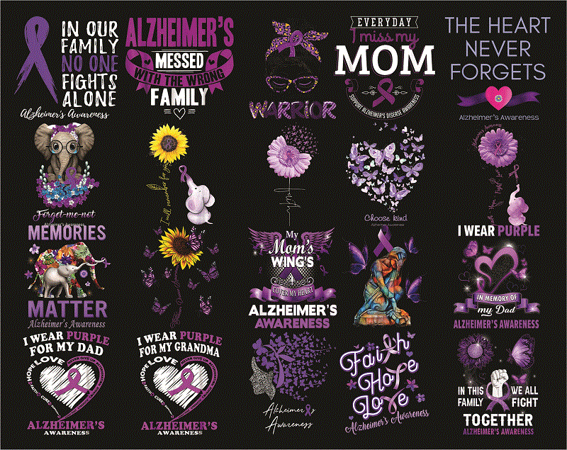 Bundle 43 Alzheimer Awareness Png, Awareness Elephant Purple Png, I Will Remeber For You Png, Foget Me Not Png, Alzheimers Warrior Png, Alzheimers Png 1012552798