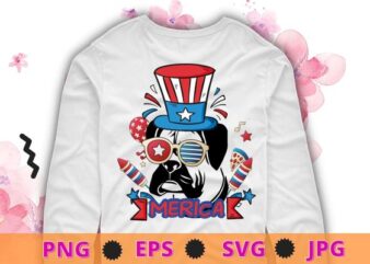 boxer dog merica 4th Of July American Flag Patriotic gifts tee shirt design svg