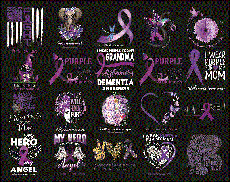 Bundle 43 Alzheimer Awareness Png, Awareness Elephant Purple Png, I Will Remeber For You Png, Foget Me Not Png, Alzheimers Warrior Png, Alzheimers Png 1012552798