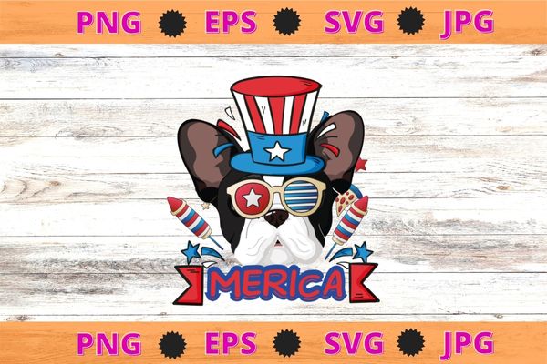 1 design 6 version Bulldog, German shepherd, poodle, french bulldog, boxer, pug, merica 4th Of July American Flag Patriotic gifts tee shirt design svg