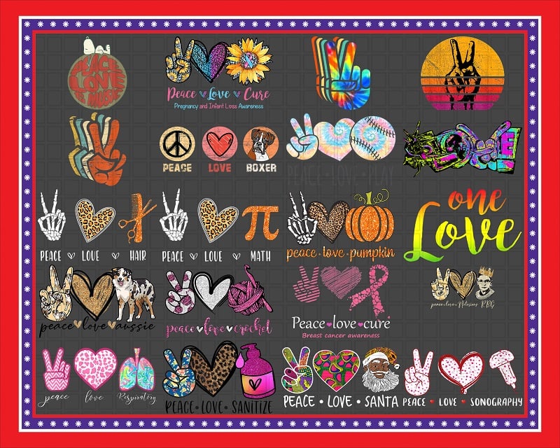 150+ Peace Love Bundle png Designs, peace love christmas , peace love everything , digital png download , PNG printable , PNG sublimation 1011238868