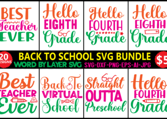 Back To School SVG Bundle, Teacher Svg, 20 shirt design,th days of school, Graduation Cap, Book, Kids Silhouette Png Eps Dxf Vinyl Decal Digital Cut File,Back To School SVG Bundle,