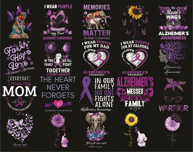 Bundle 43 Alzheimer Awareness Png, Awareness Elephant Purple Png, I Will Remeber For You Png, Foget Me Not Png, Alzheimers Warrior Png, Alzheimers Png 1012552798