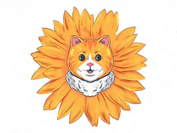 Sunny cat t shirt template vector