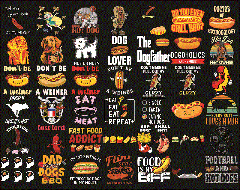 Bundle 430 Hot Dog PNG, Fast food, Hot Dog funny, Chicken Wing Hot Dog, Hot Dog Dabbing, Cute, Funny, Legally Blonde, Digital download 1004751744
