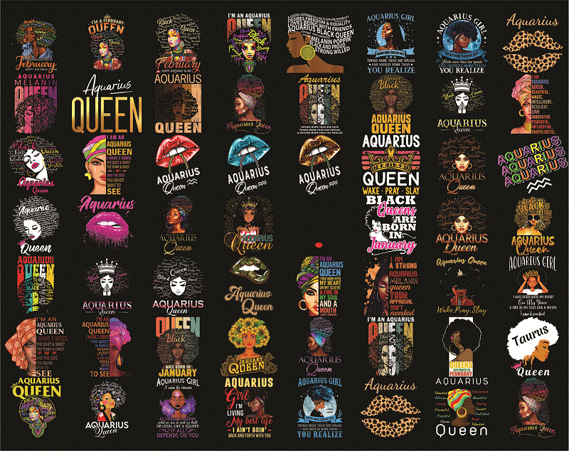 Combo 600+ Black Zodiac Queen PNG, 12 Zodiac Birthday Png Bundle, 12 Horoscope Symbols Png, Queens Are Born Png, Black Queen Zodiac WordArt 975729377