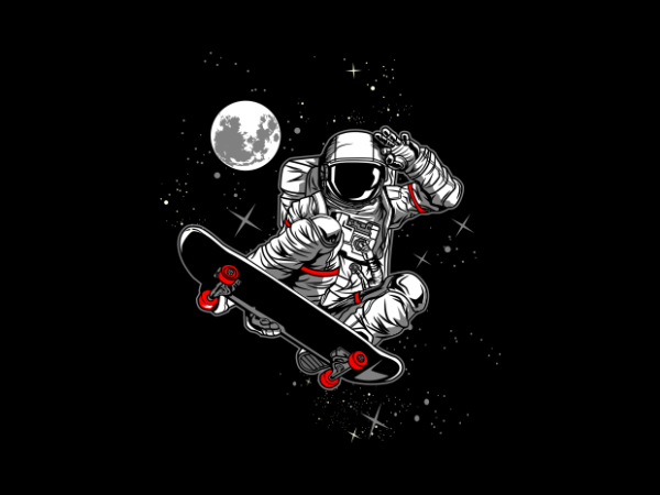Astronaut skateboard t shirt vector
