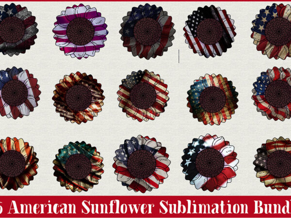 American sunflower sublimation bundle t shirt vector