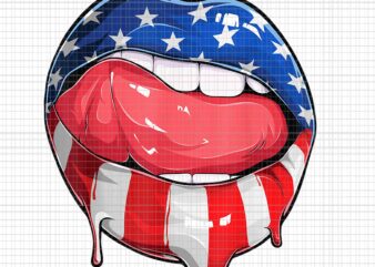 USA Flag Dripping Lips 4th Of July Patriotic American Png, Dripping Lips Flag USA Png, Dripping Lips Flag Png