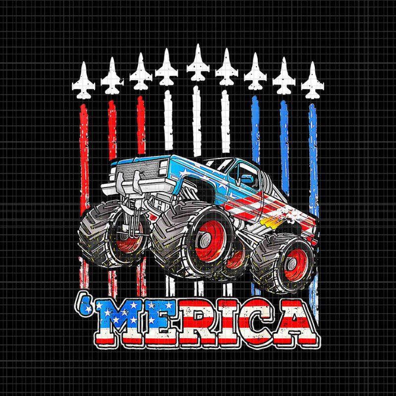 Merica Monster Truck Patriotic American Flag July 4th Of July Png, Merica Monster Truck Png, Merica Truck Flag Png, Truck 4th Of July Png