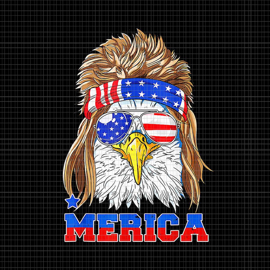Eagle Mullet Merica 4th of July American Flag USA Png, Eagle Mullet