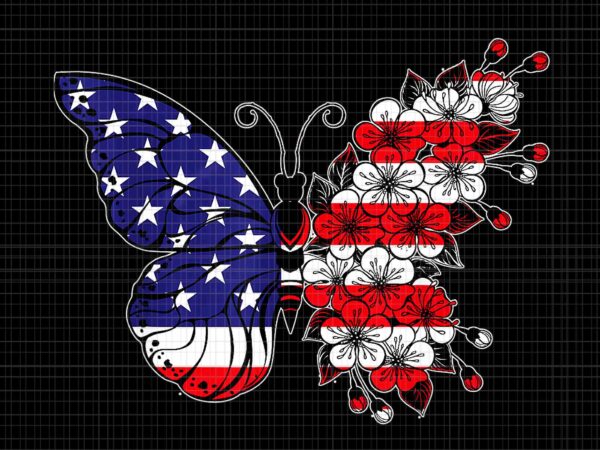 Flower butterfly with sakura png, flower butterfly png, butterfly 4th of july png, butterfly flag t shirt graphic design