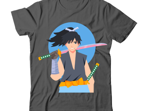 Anime T-Shirt Design, Anime Vector Graphics Bundle ,samurai t shirt Bu By  Rana Creative