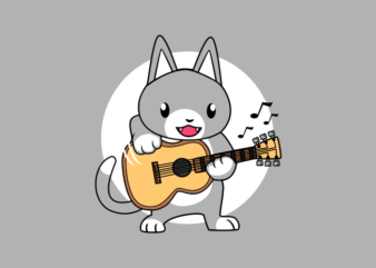 CAT PLAY GUITAR CARTOON