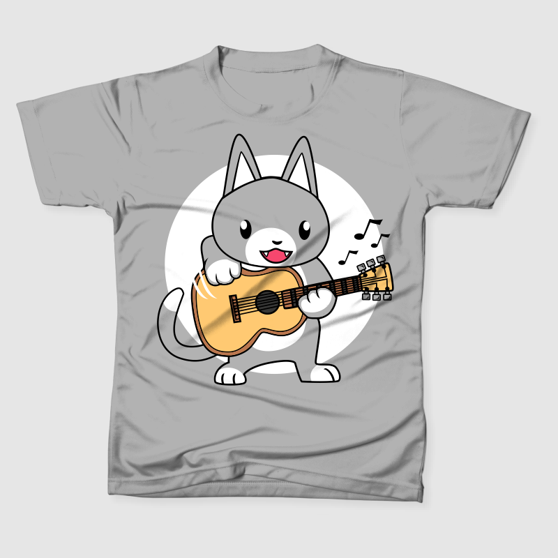 CAT PLAY GUITAR CARTOON