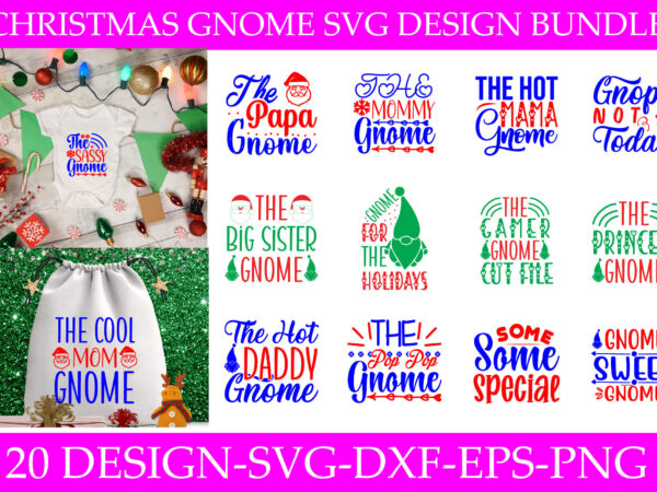 Christmas gnome svg bundle t shirt vector file