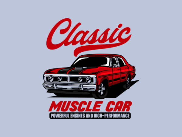 Classic muscle car t shirt vector file