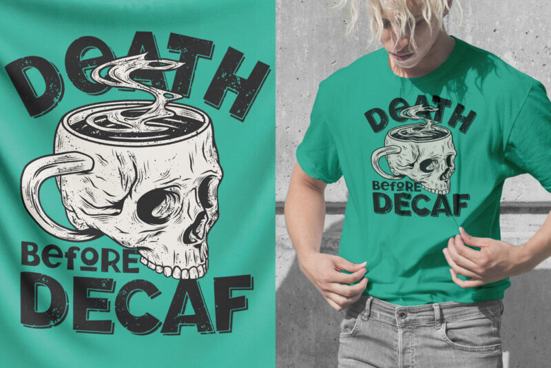 Caffeination Font and T-shirt designs
