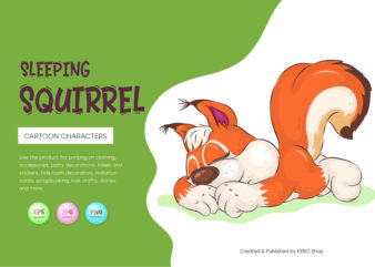 Cartoon Sleeping Squirrel. Clipart.