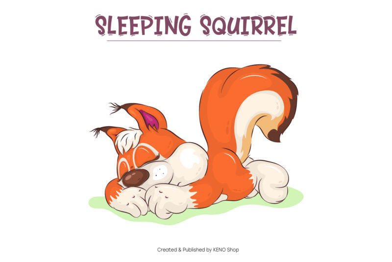 Cartoon Sleeping Squirrel. Clipart.