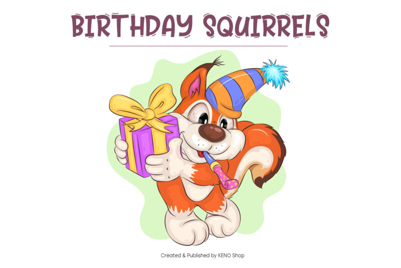 Cartoon Squirrel Birthday. Sublimation Shirt.