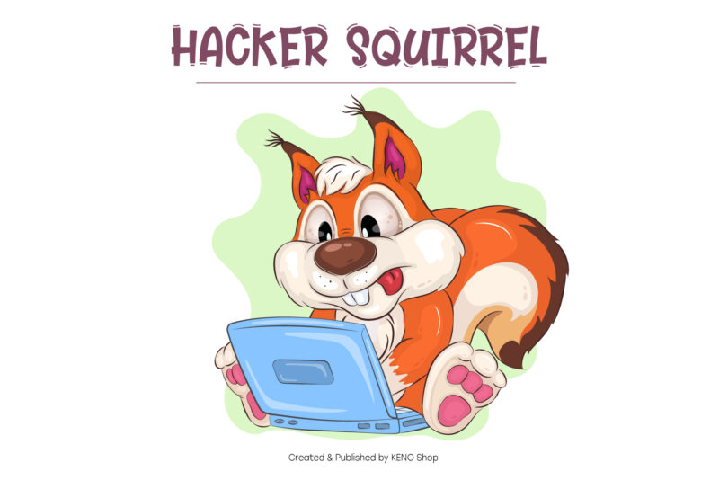 Cartoon Squirrel Hacker. Sublimation Shirt.