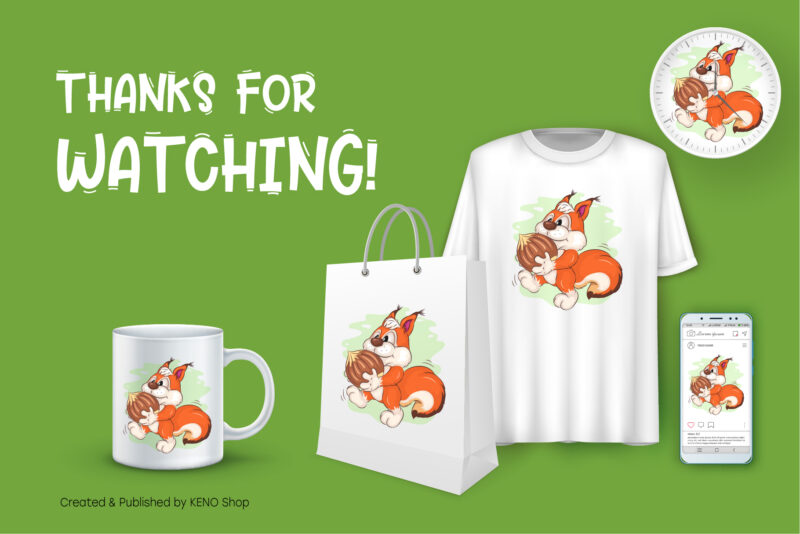 Cartoon Squirrel with Nut. Sublimation Shirt.
