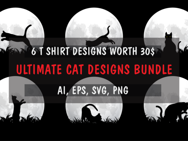 Ultimate cat designs bundle moon cats ready to print t-shirt designs