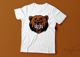Bear holding Chill banner in mouth