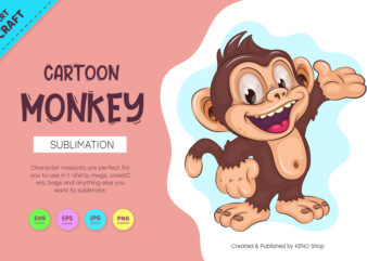 Cute Cartoon Monkey. Crafting, Sublimation.