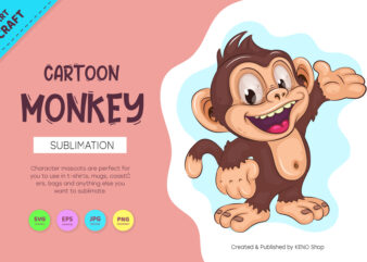 Cute Cartoon Monkey. Crafting, Sublimation. t shirt vector file