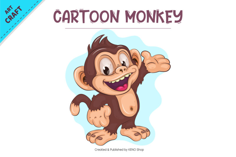 Set of cartoon Monkey 01. Crafting, Sublimation.