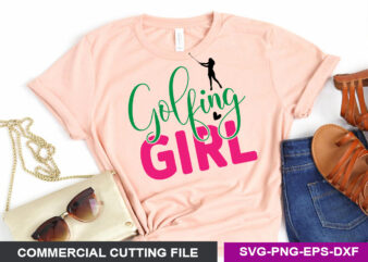 Golfing Girl SVG t shirt design template