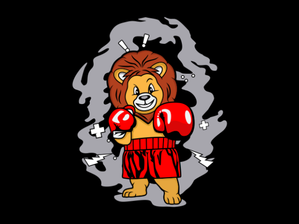 Lion boxing cartoon t shirt vector graphic