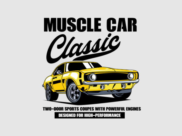 Muscle car classic cartoon t shirt designs for sale