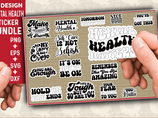 Mental health sticker bundle t shirt designs for sale