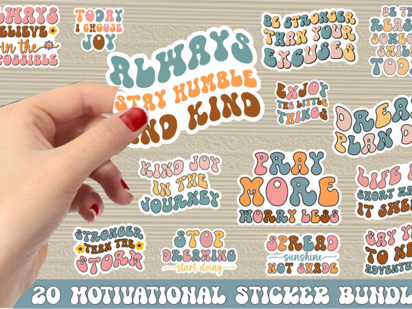 Motivational retro sticker bundle t shirt designs for sale