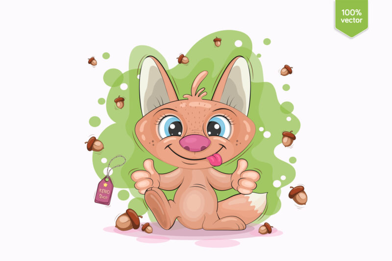 Cute Cartoon Fox. Clipart.