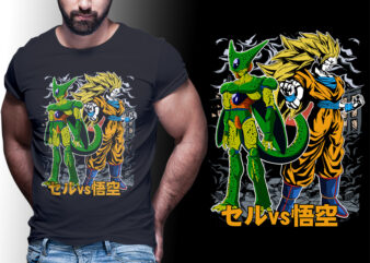 ANIME GOKU VS CELL DRAGONBALL tshirt designs