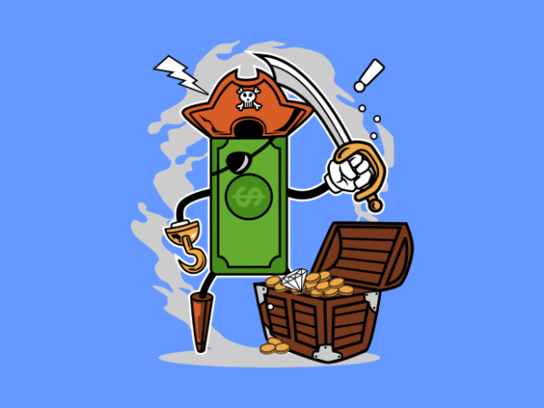 Pirate money t shirt illustration