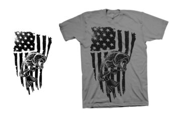 Fishing American Flag t shirt design, USA Flag Fishing Vector Shirt Design For Commercial Use