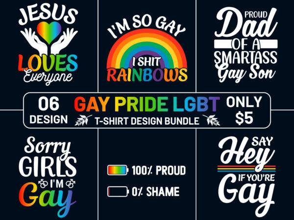 Pride month lgbt gay t-shirt design bundle