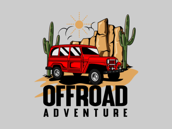 Red car offroad adventure t shirt design online