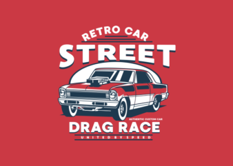 RETRO DRAG RACE CAR CARTOON t shirt design online