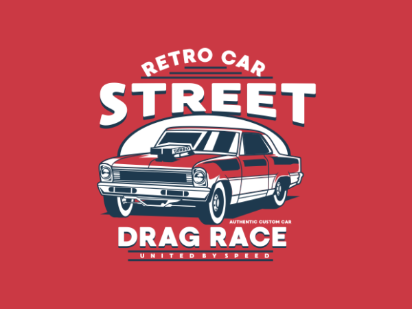 Retro drag race car cartoon t shirt design online